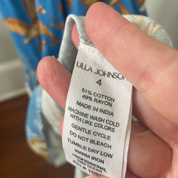 Ulla Johnson Gail Cotton Tiered Floral Dress Lapis size 4 - Picture 6 of 13